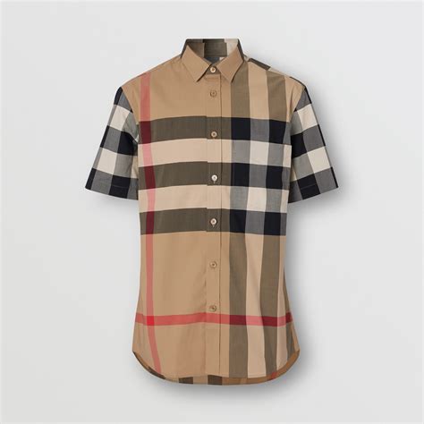 short sleeve mens burberry shirt|Check Sleeve Cotton T.